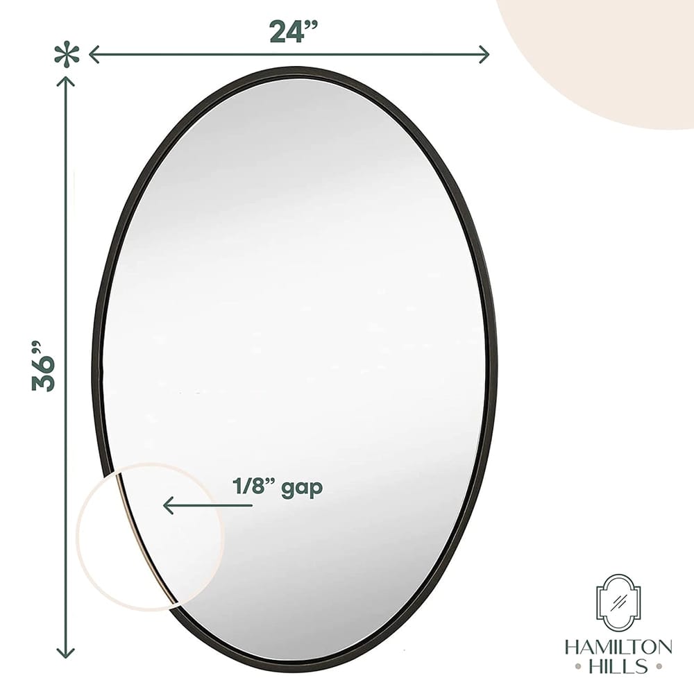 Hamilton Hills Oval Wall Mirror, Brushed Black, 24" x 36"