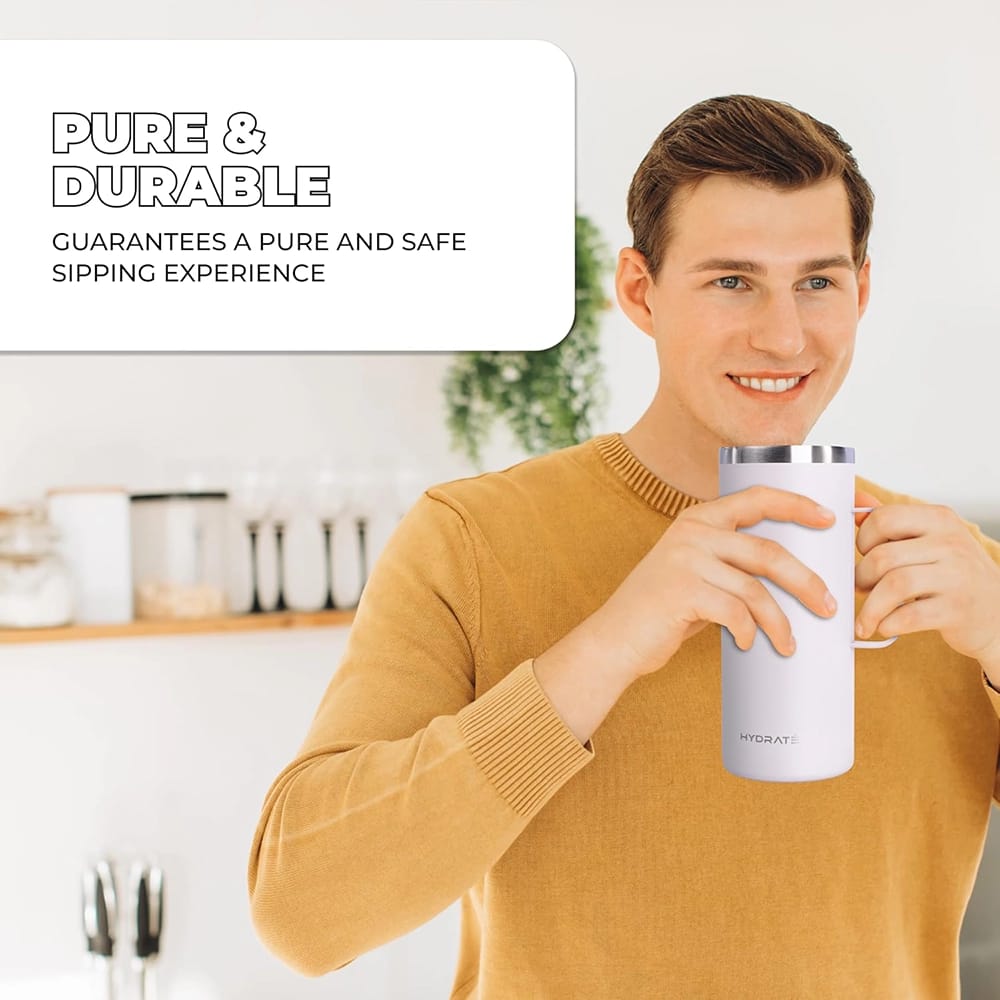 HYDRATE 32 oz Tumbler with Handle, Light Gray