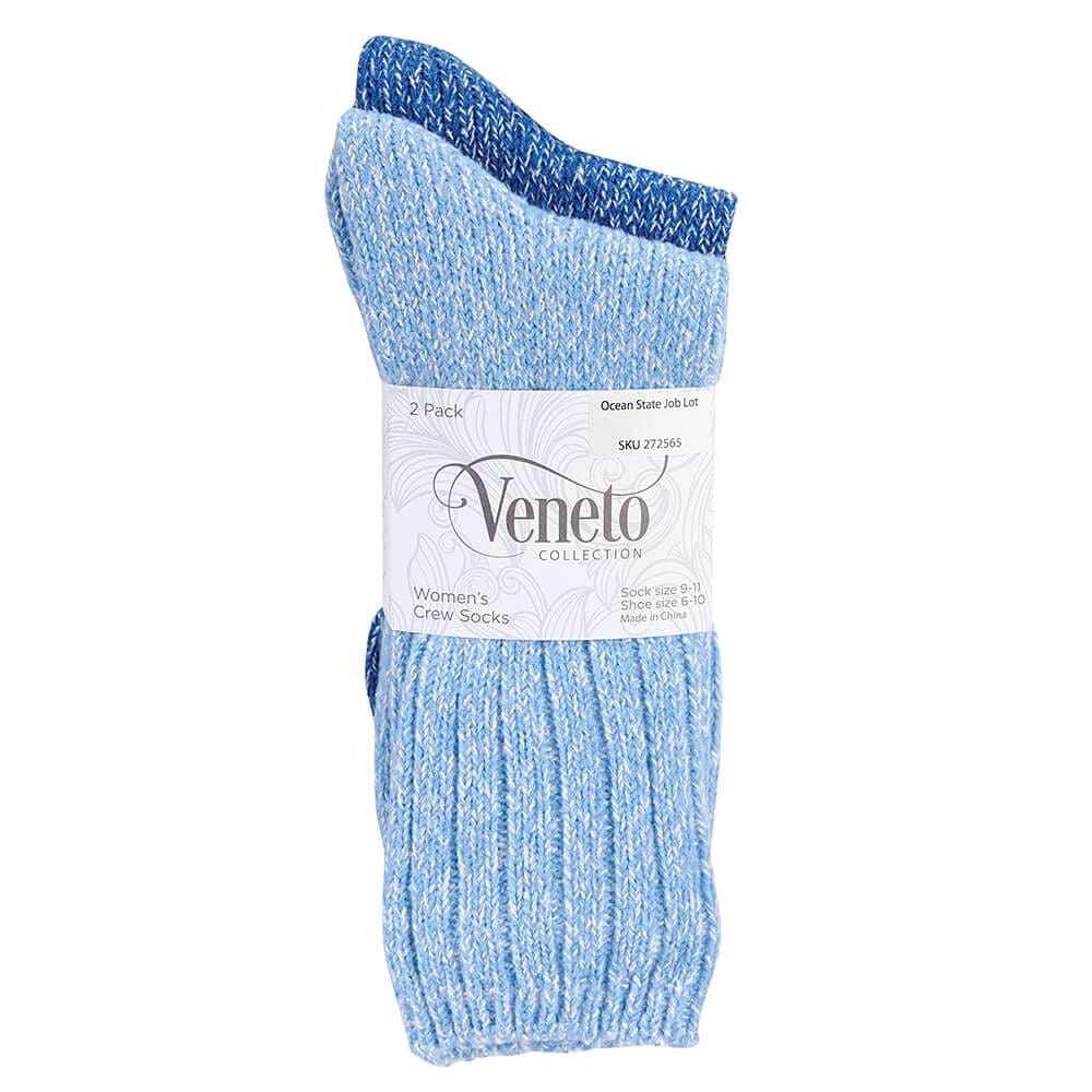 Veneto Women's Crew Socks, 2 Pair