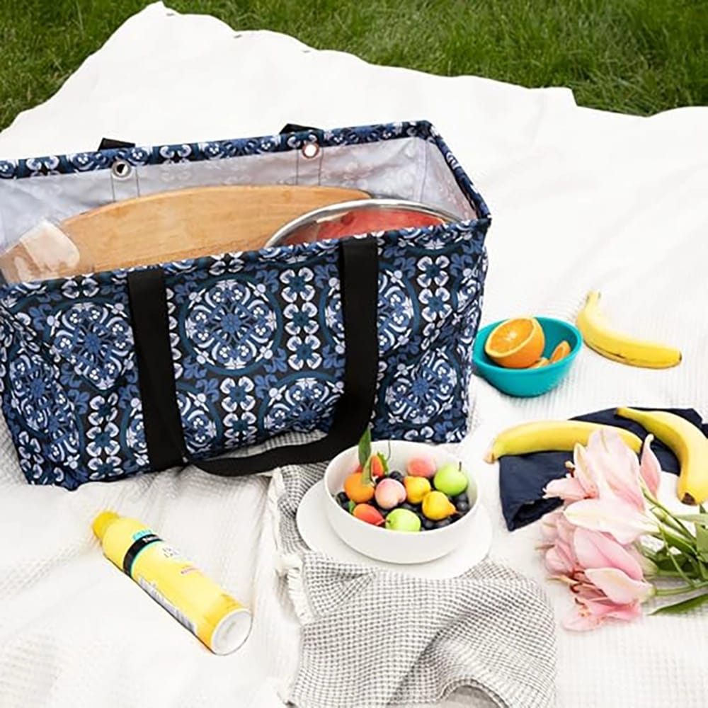 VP Home Reusable Tote Bag, Blue/Multicolor