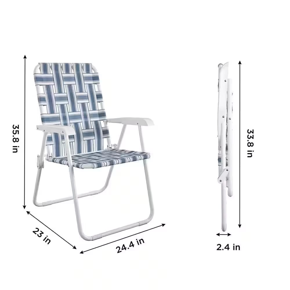 Novogratz Steel Folding Chairs, French Blue, 2 Pack