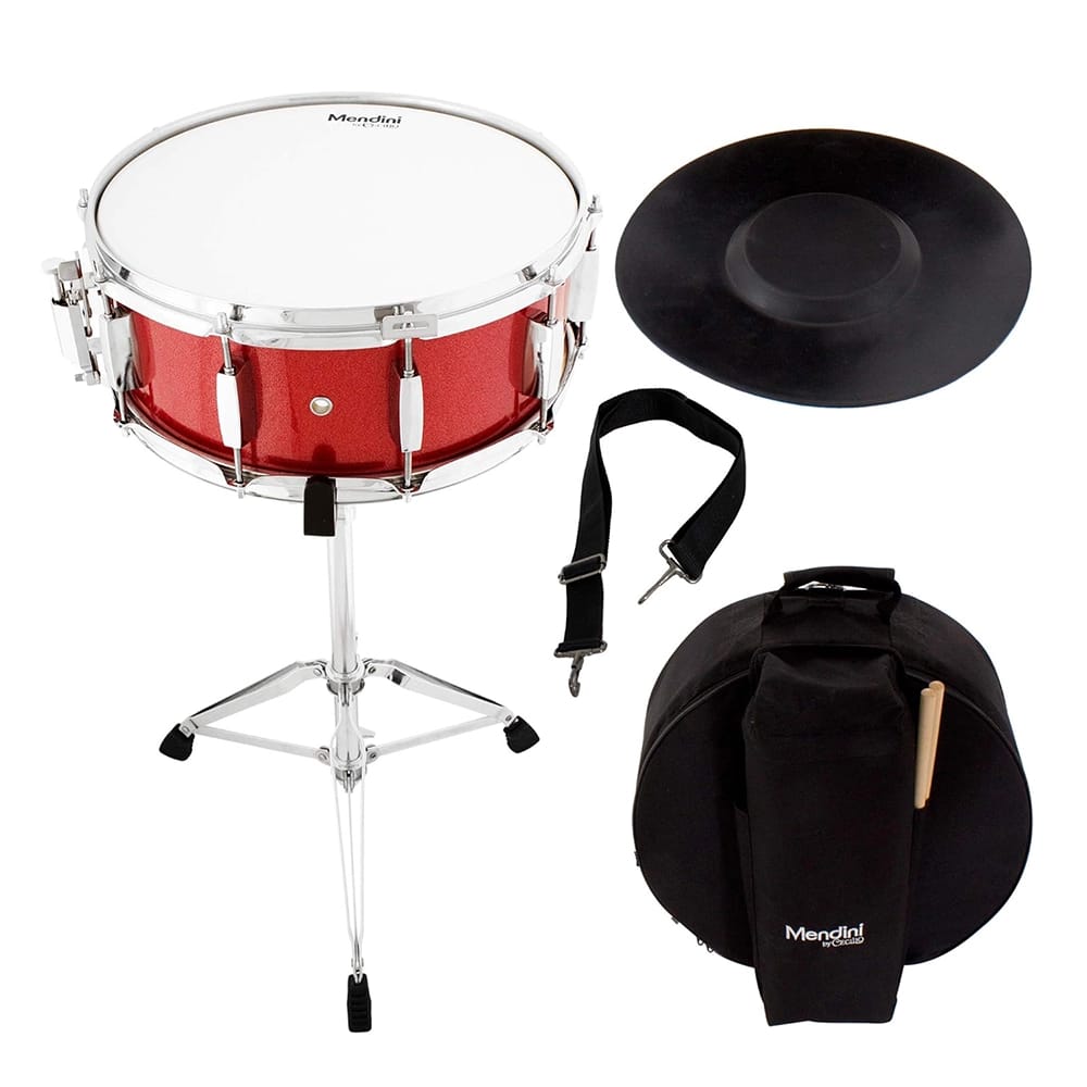 Mendini Student Snare Drum Set, Red