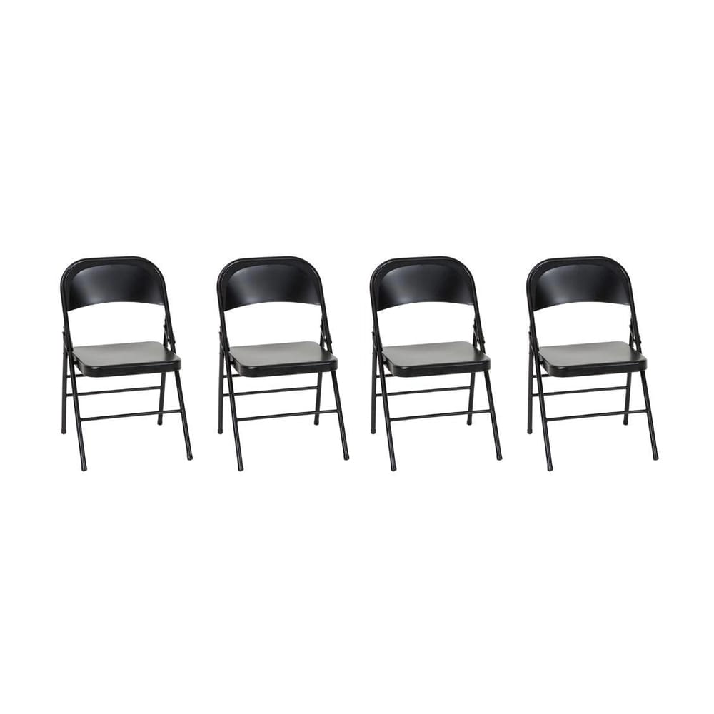 COSCO Bridgeport XL All-Steel Commercial Folding Chairs, Black, 4 Pack