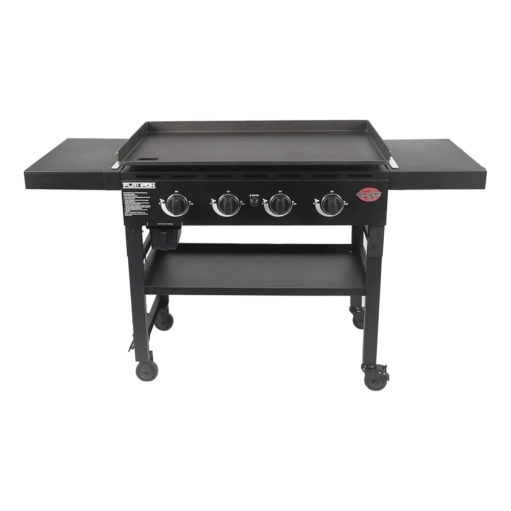 Char-Griller Flat Iron 4-Burner Propane Gas Flat-Top Griddle, Black