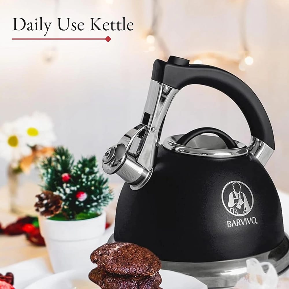 BARVIVO Premium Whistling Tea Kettle, Black