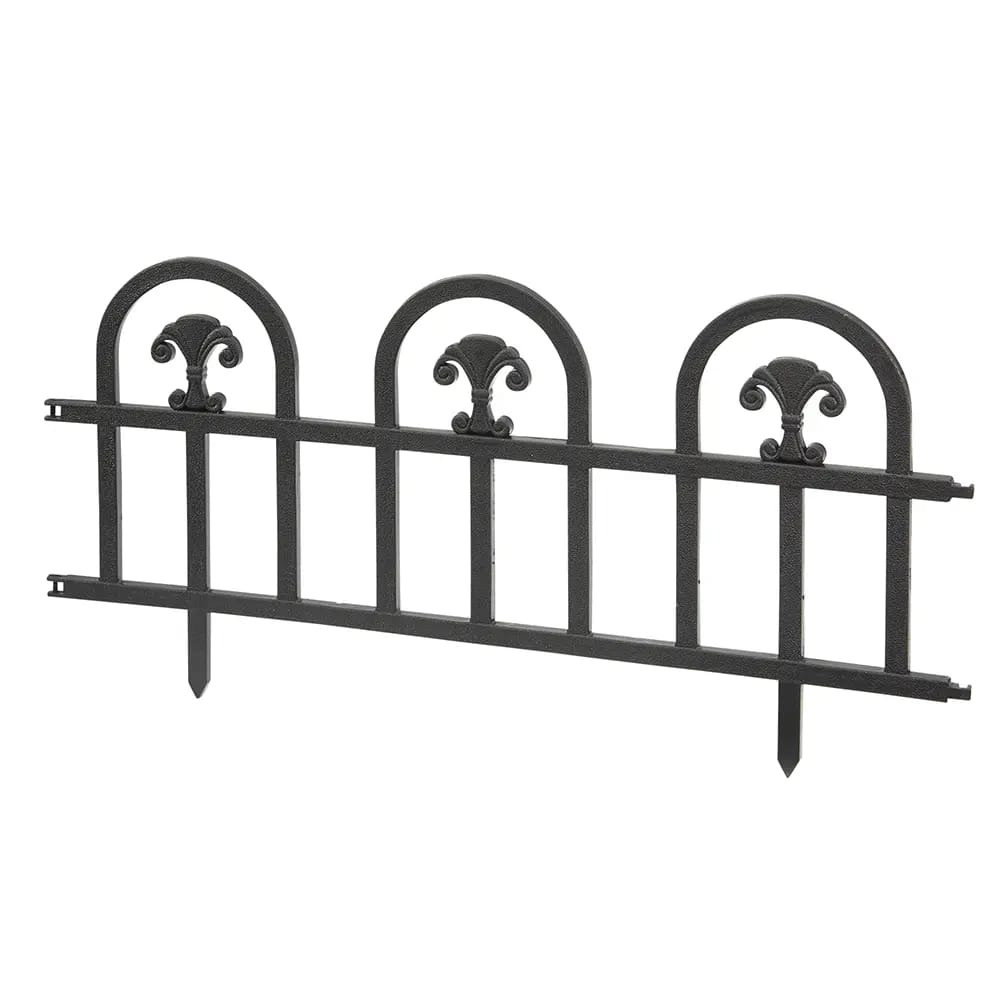 Plastic Garden Border Fence, Black, 24" x 12"