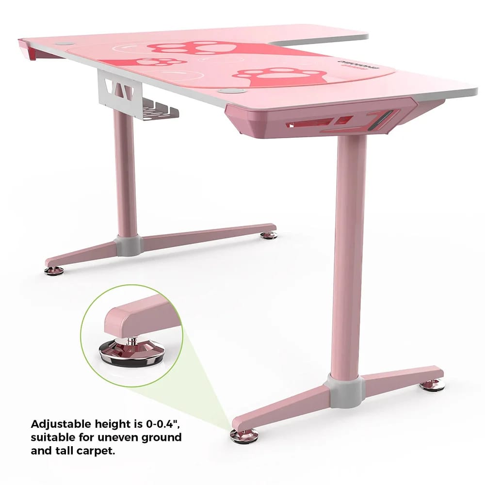 Eureka Ergonomic Left Side L-Shaped Office Desk, Pink