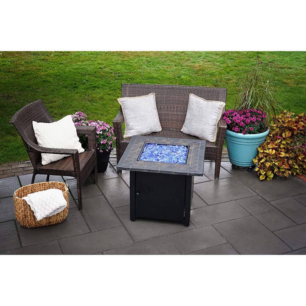 Endless Summer 30" Outdoor Propane Gas Fire Pit, 30,000 BTU, Blue Fireglass
