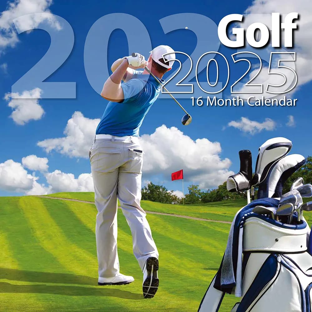 2025 Golf Themeed 16 Month Wall Calendar, 12"