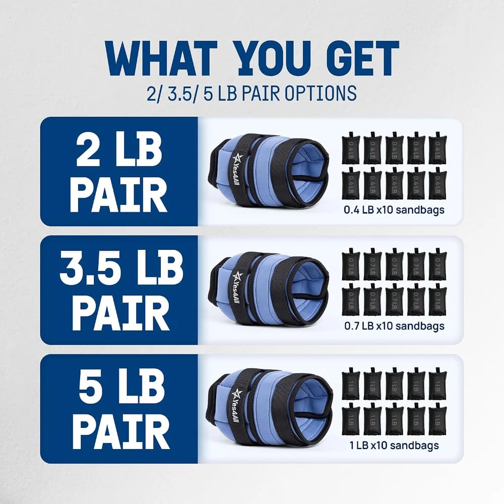 Yes4All Adjustable Wrist & Ankle Weights, 3.5/5 lb