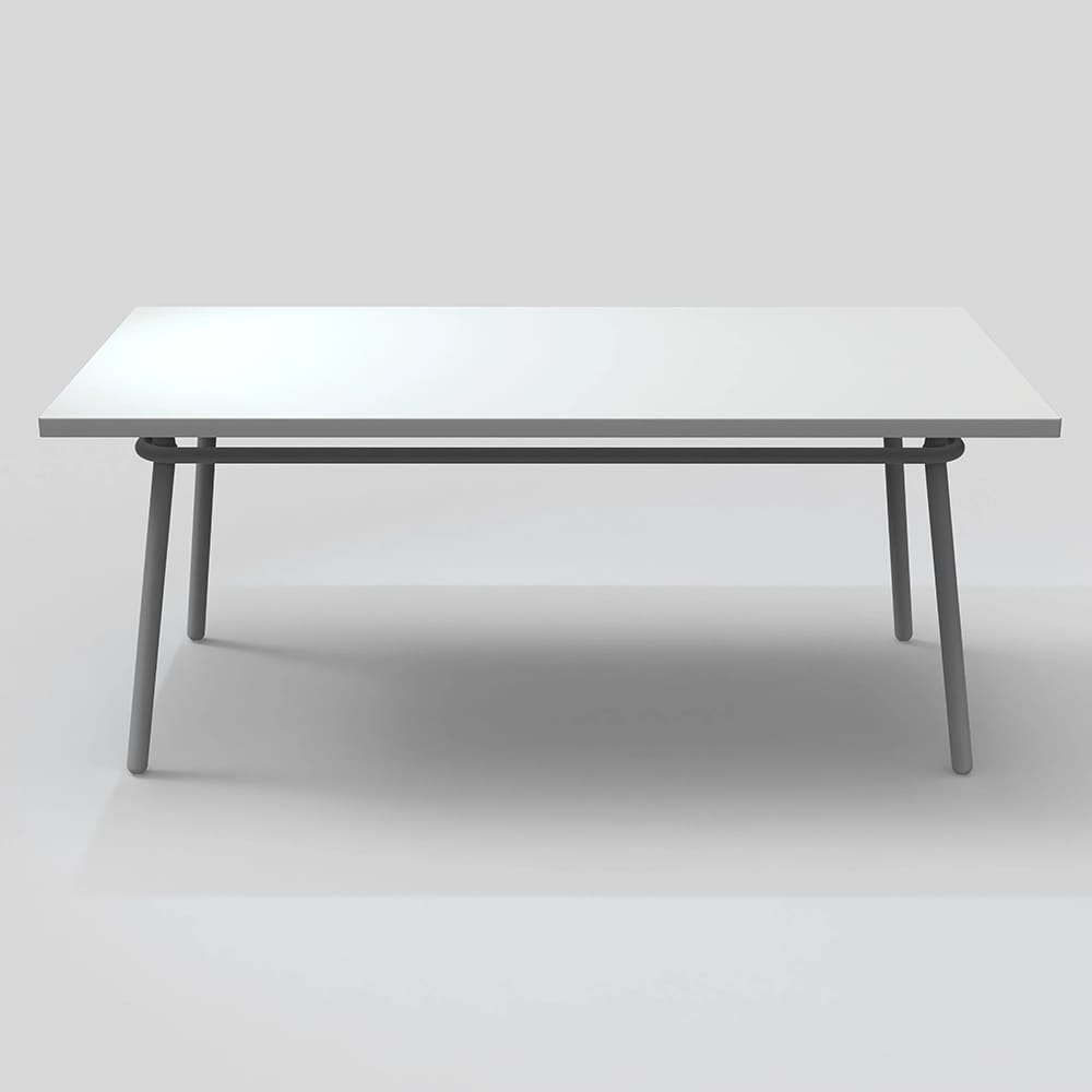 Maiori Rectangular Outdoor Dining Table with Umbrella Hole, Blanc