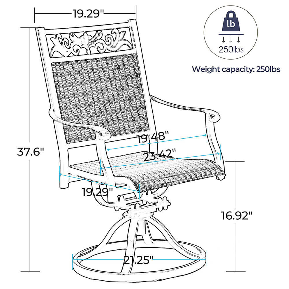 Laurel Canyon Outdoor High-Back Patio Swivel Dining Chairs, Set of 2, Dark Brown