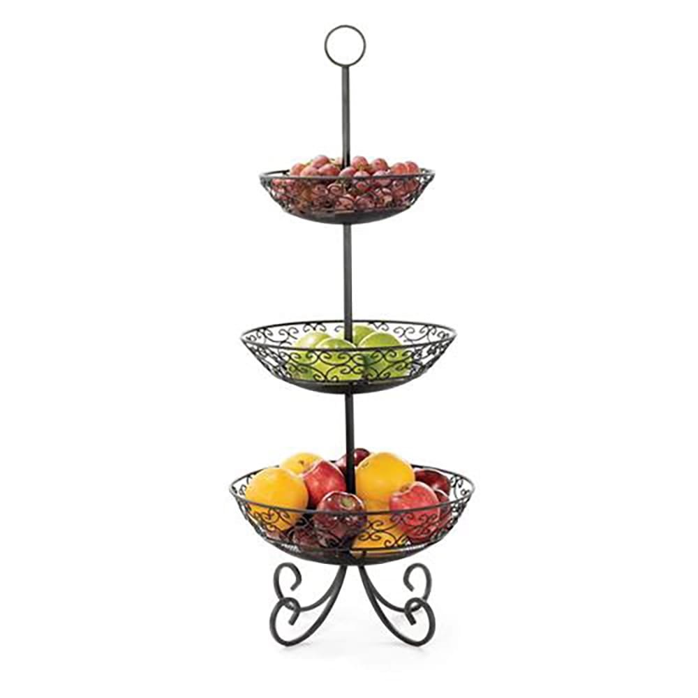 TableCraft Three Tier Display Basket with Legs, Black