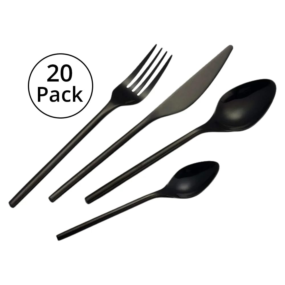 Bruntmor 20-Piece Flatware Set, Black