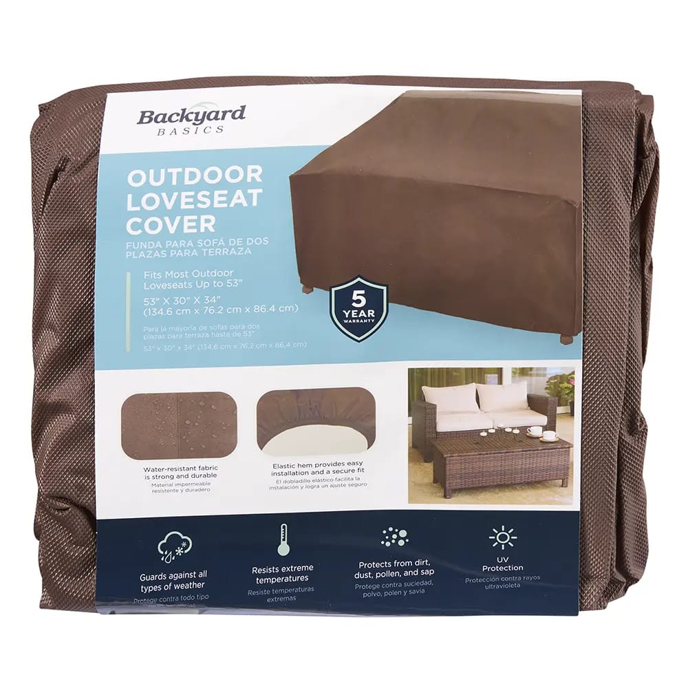 Backyard Basics Outdoor Loveseat Cover, Brown
