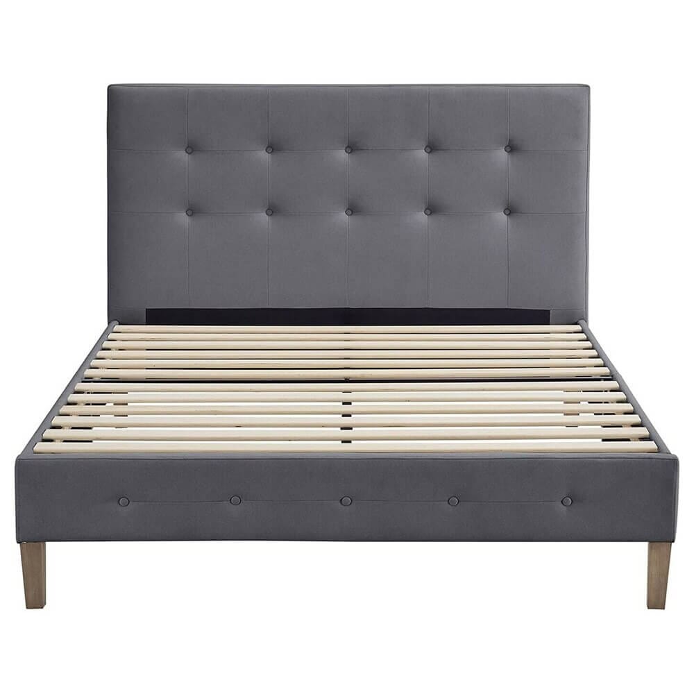 Classic Brands Seattle Modern Tufted Upholstered Full Platform Bed Frame, Peyton Steel