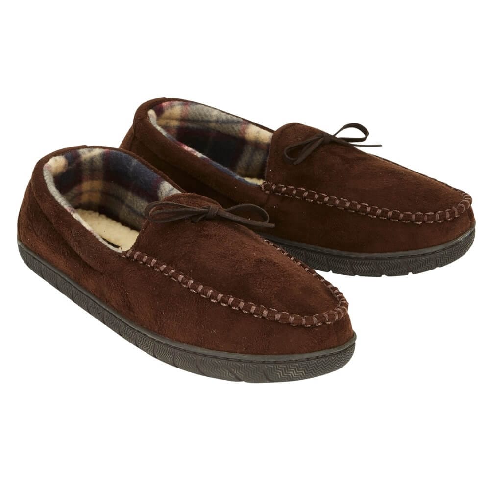 Dockers Men's Microsuede Boater Moccasin Slippers, Brown