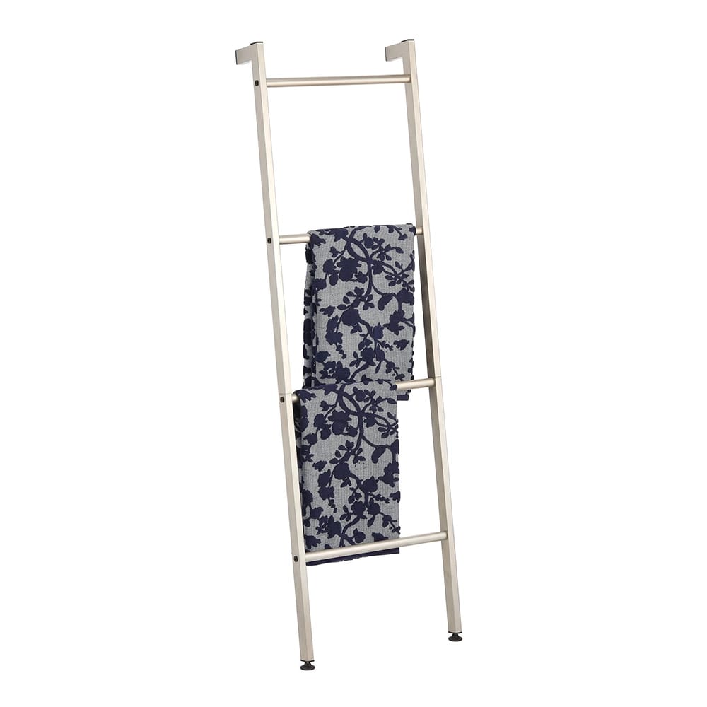 mDesign Freestanding Blanket and Towel Ladder, White