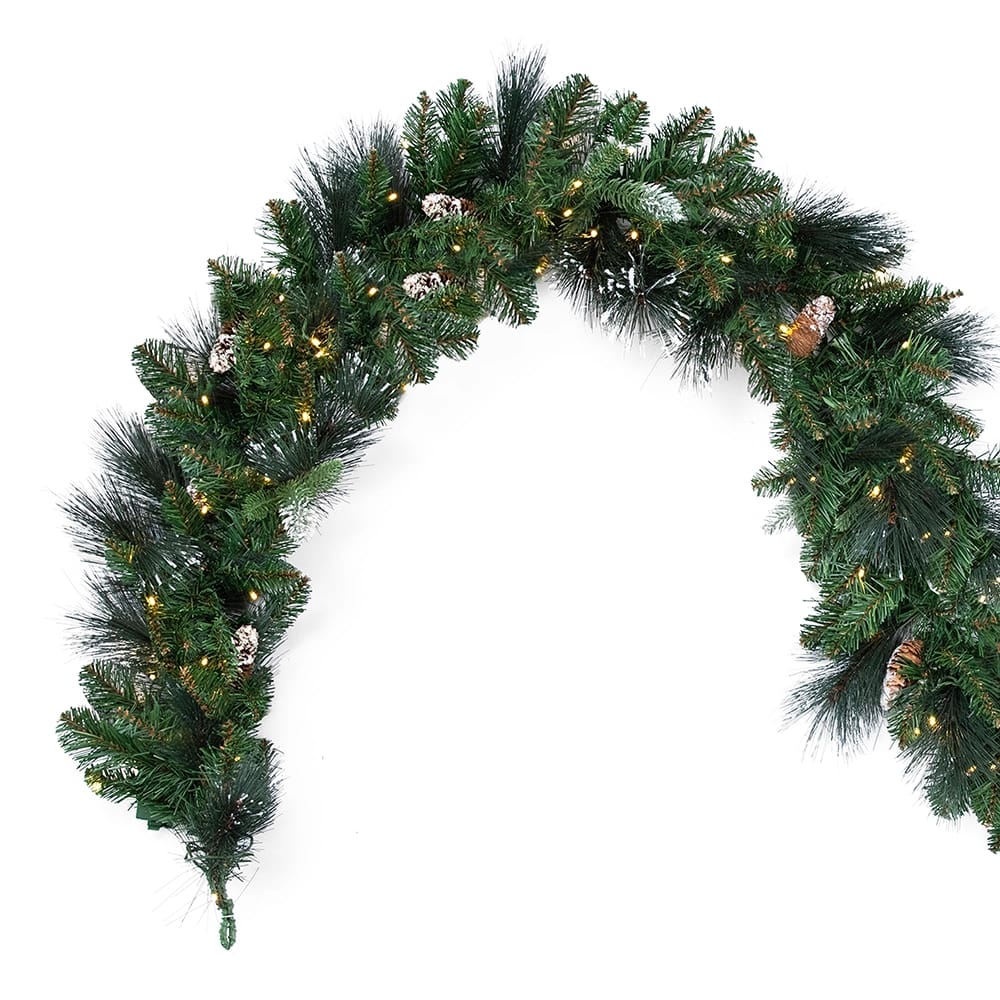 Famous Brand 9' Carolina Pine Pre-Lit Frosted Garland, 2 Pack