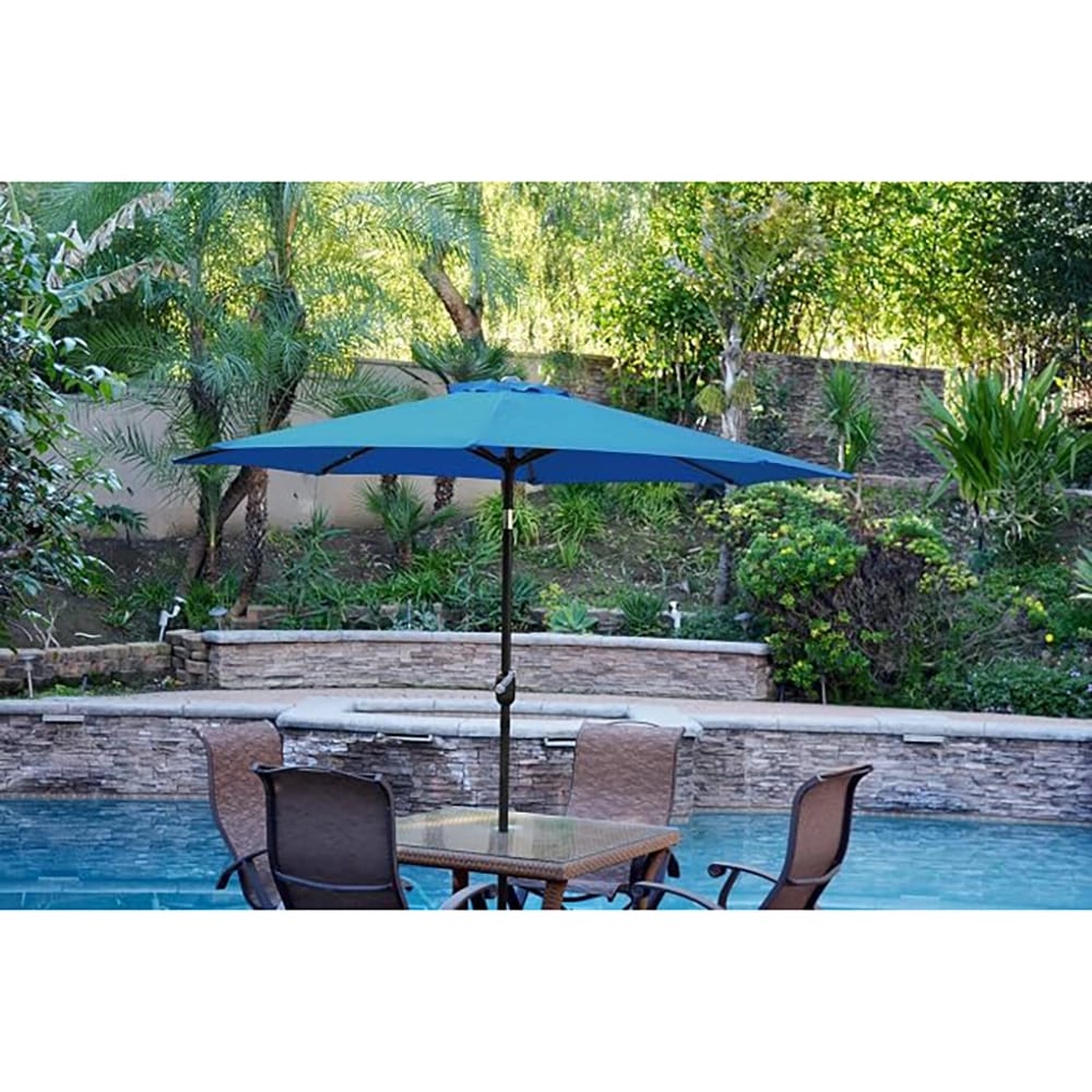Jeco 6.5 x 10 Rectangular Aluminum Patio Umbrella with Tilt and Crank, Turquoise/Black