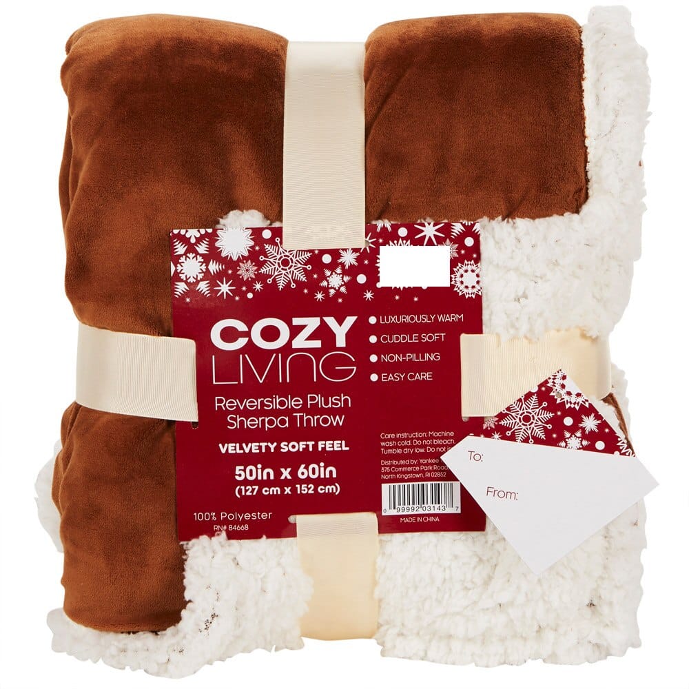 Cozy Living Plush Reversing to Sherpa Throw Blanket, 50" x 60"