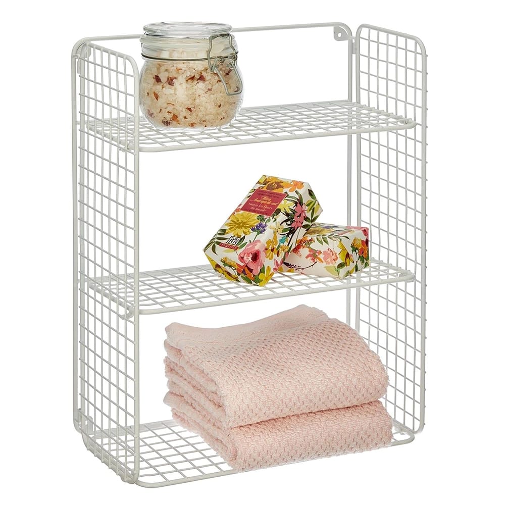 mDesign Metal Wire Wall Shelf, White