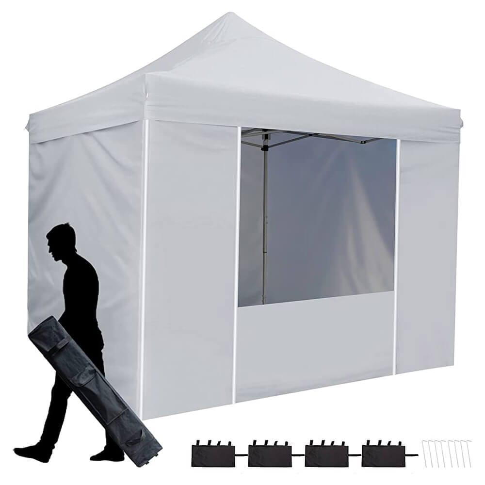 10' x 10' Pop-Up Canopy Tent with 5 Sidewalls, White