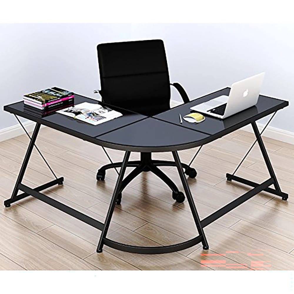 SHW Vista Corner L Desk, Nickel Silver