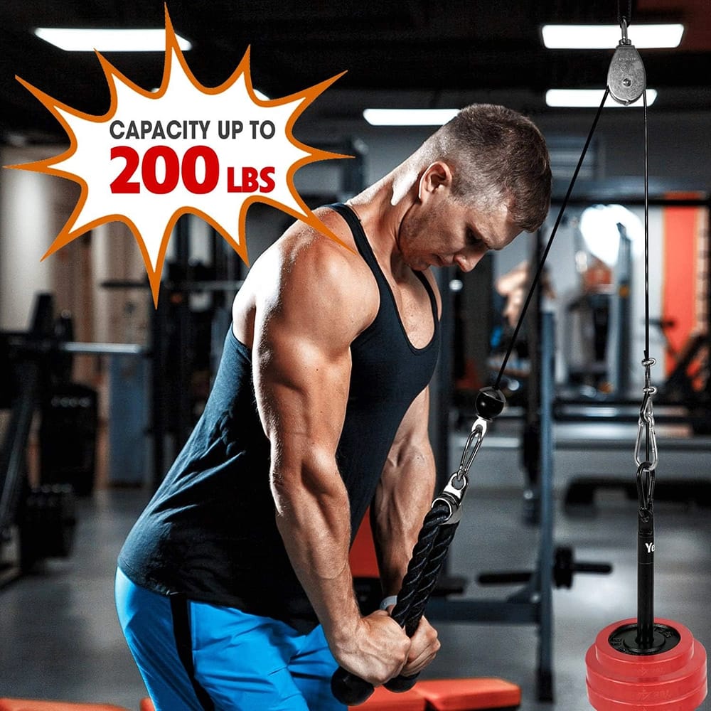 Yes4All LAT Pulley System with Plate Loading Pin & Pull Down Tricep Rope