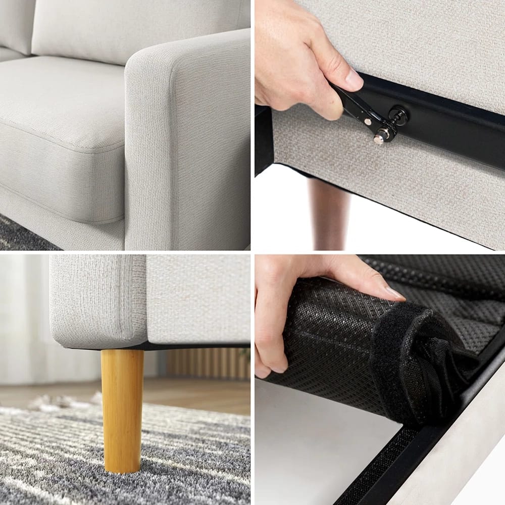 Zinus Colton Upholstered Sofa, Off White