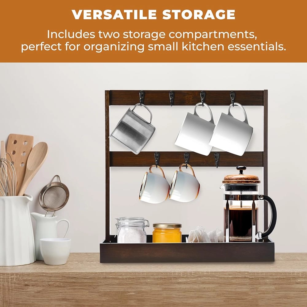 Countertop 7-Cup Mug Holder, Dark Brown