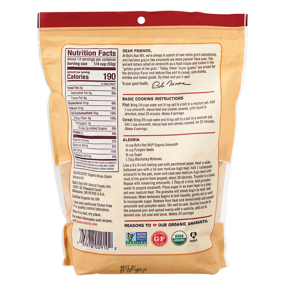 Bob's Red Mill Organic Amaranth Grain, 24 oz