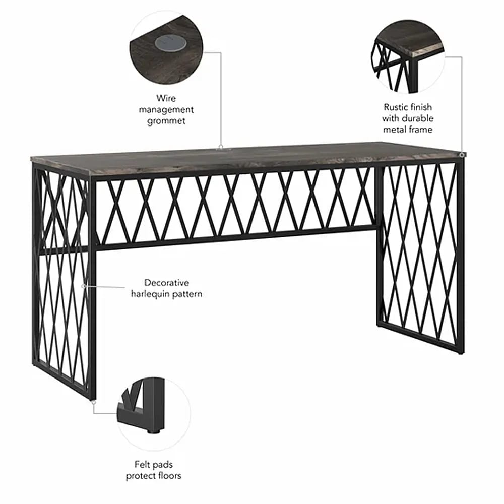 Bush Furniture City Park Industrial Writing Desk, Dark Gray Hickory