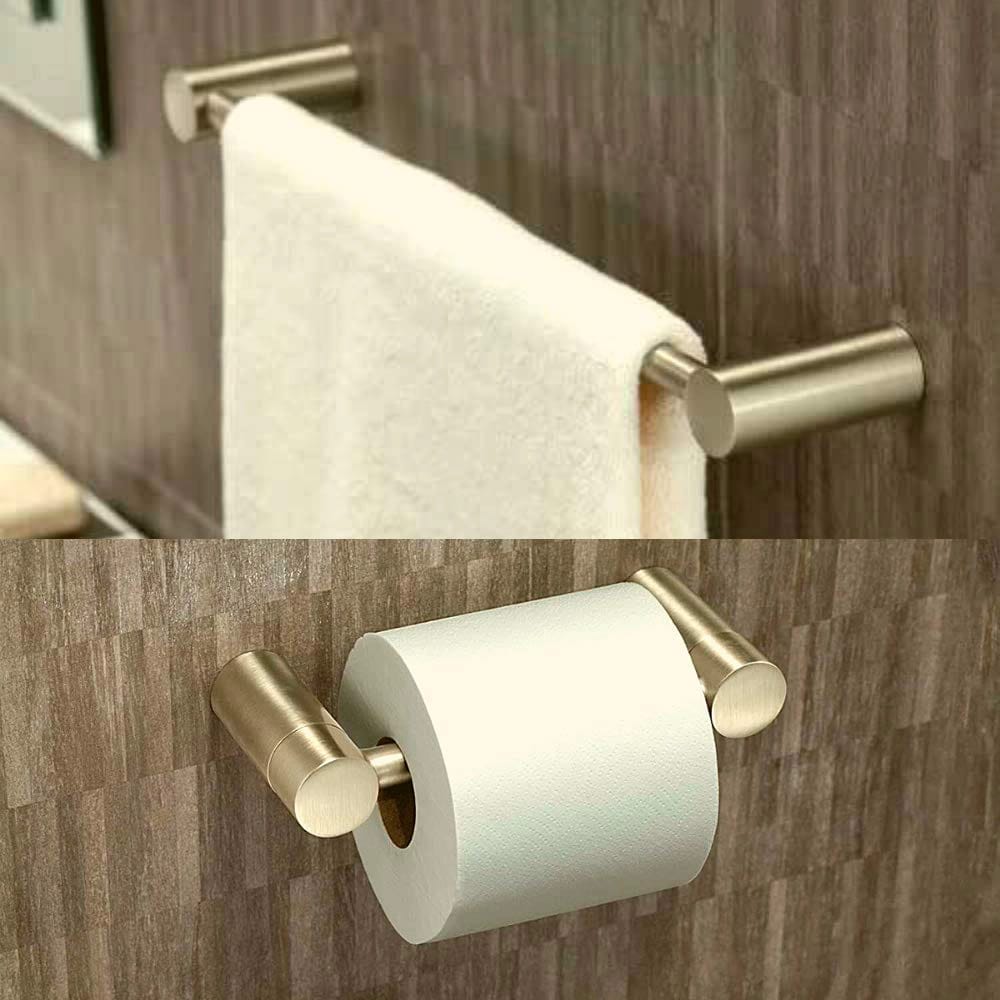 Wood Grip 4-Piece Bathroom Hardware Accessory, Brushed Nickel