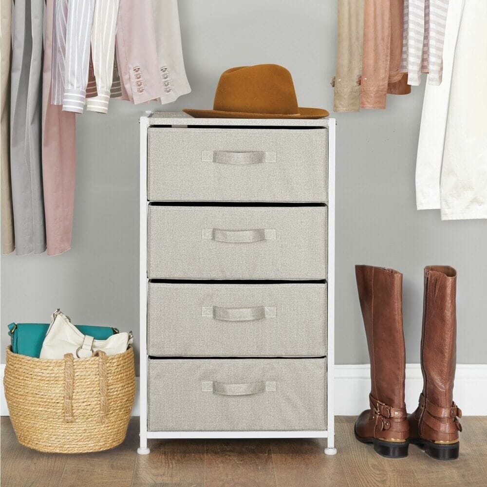 mDesign Fabric 4-Drawer Storage Dresser, Linen