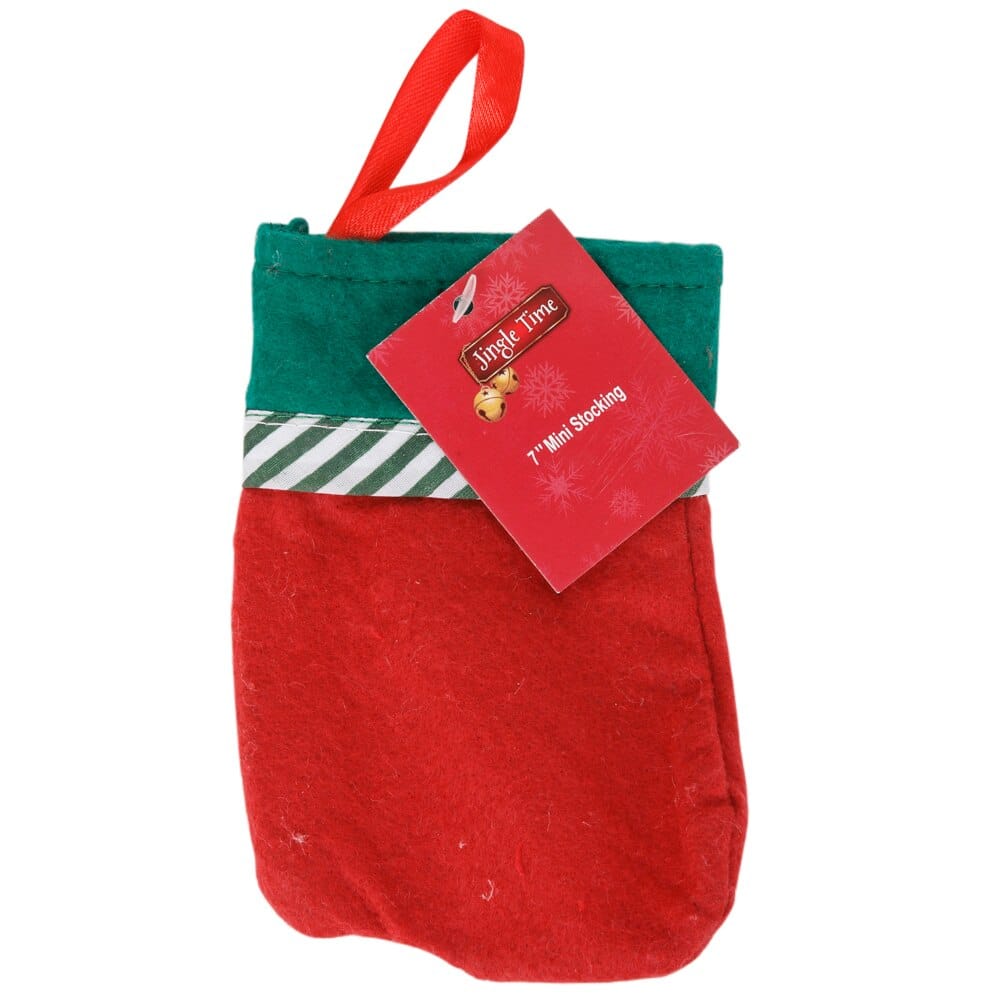 Jingle Time 7" Mini Christmas Stocking