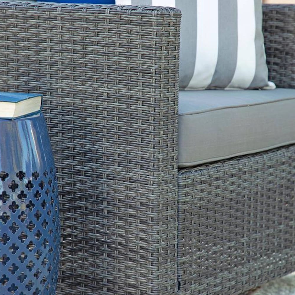 Resin Wicker 4-Piece Chat Set, Dark Gray/Gray