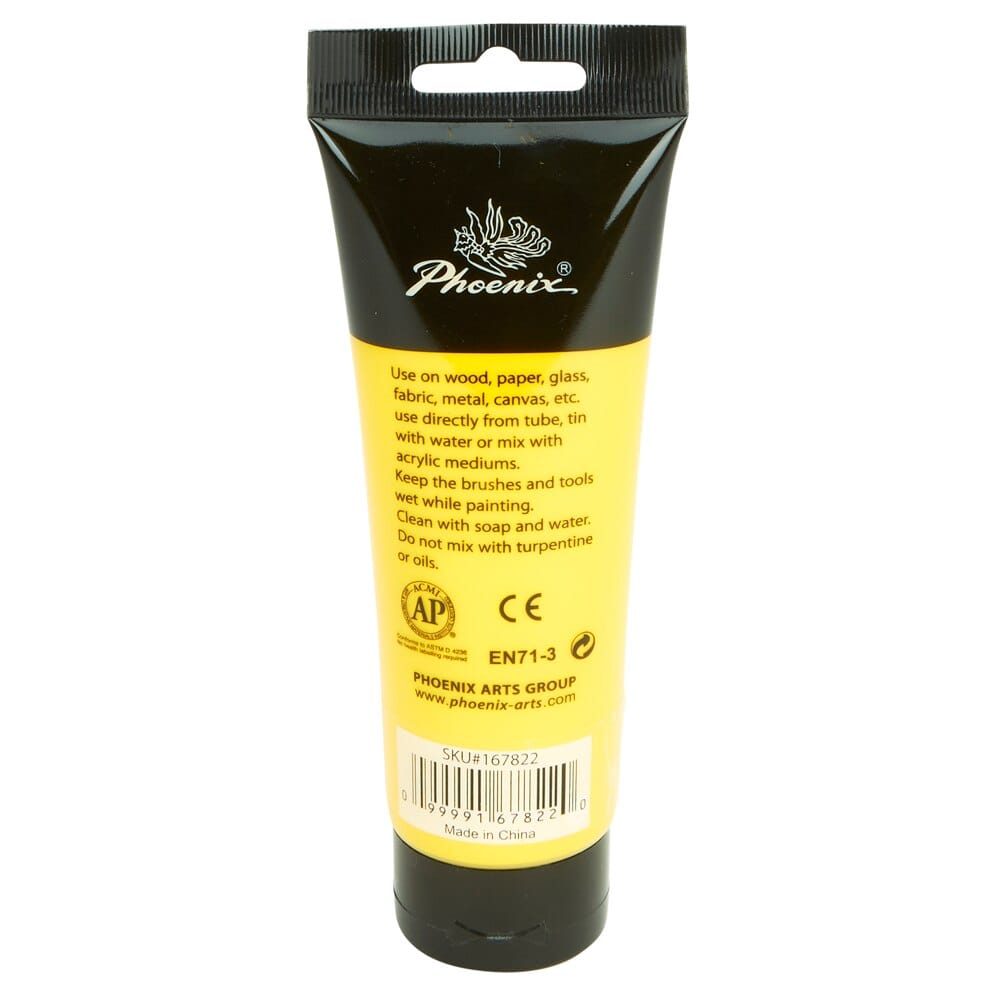 Phoenix Artist's Acrylic Paint, Primary Yellow, 120 ml