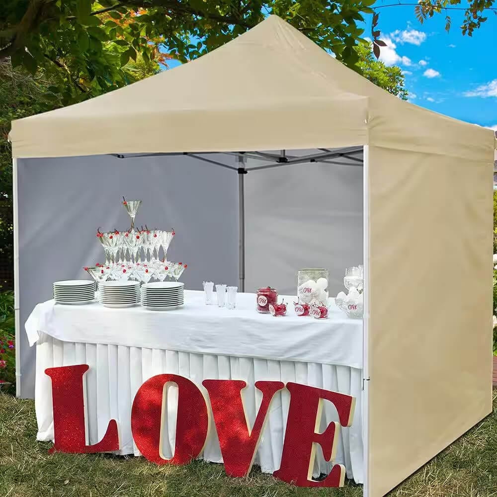 10' x 10' Pop-Up Canopy Tent with 5 Sidewalls, Beige