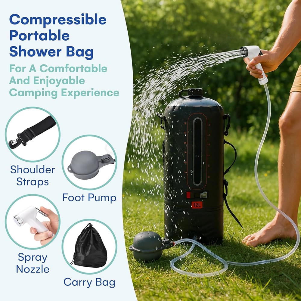 HappyPo Portable Camping Shower, Black