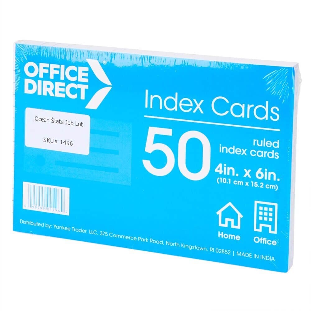 Office Direct Ruled 4" x 6" White Index Cards, 50-Count