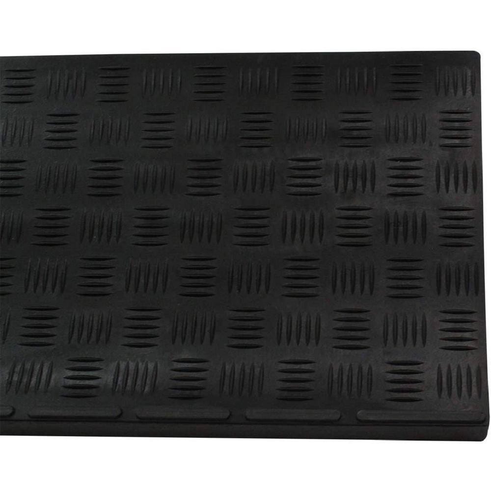 Checker Pattern 12" x 50" Rubber Stair Tread Covers, Black, 6 Pack