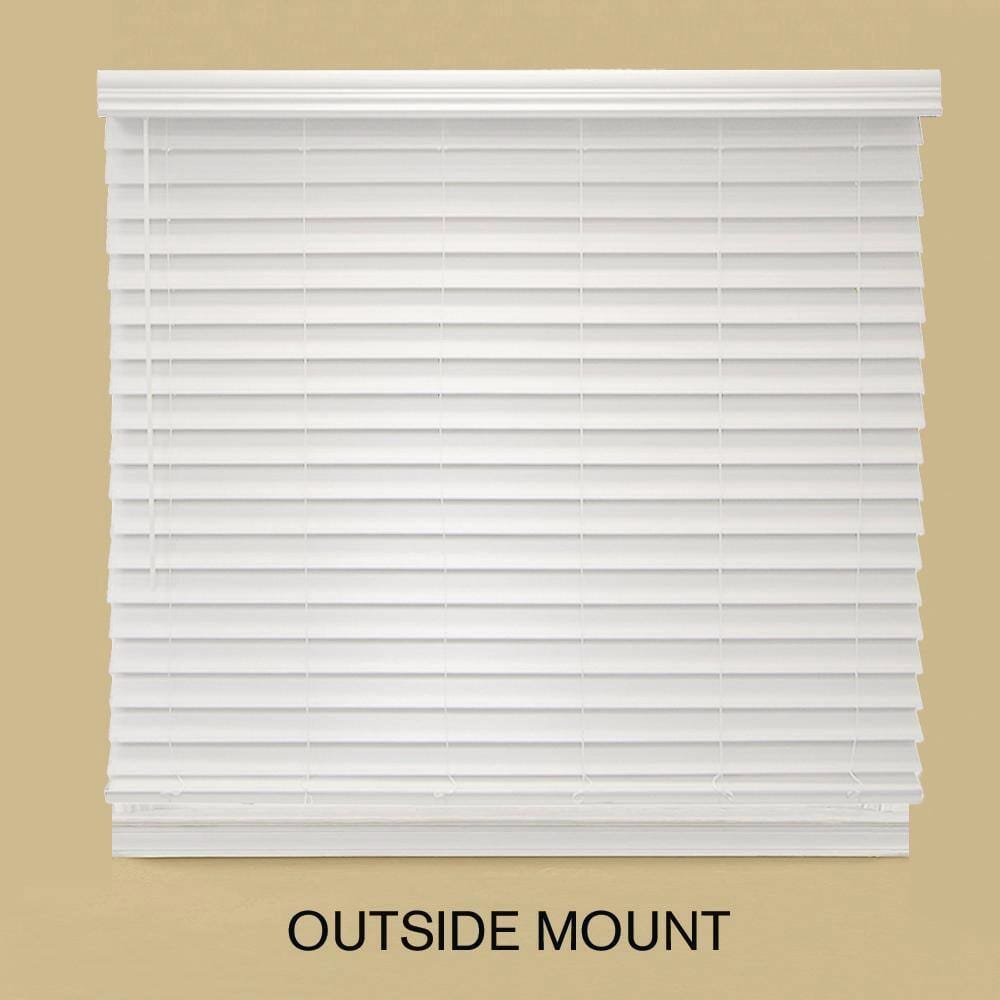 Cordless Premium Faux Wood Blinds with 2.5" Slats, White, 34" x 64"