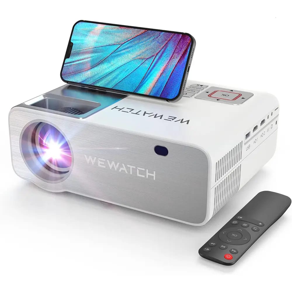 WEWATCH 1080p Portable Projector, White