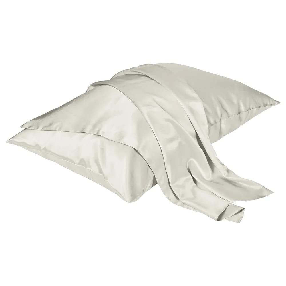 Beckham Hotel Collection Standard Silk Pillowcase, Ivory, 2 Pack