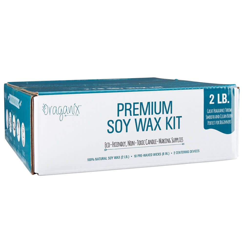 Oraganix Natural Soy Wax DIY Candle Making Kit with 10 6-Inch Wicks, 2 Metal Centering Devices & 2 lbs of Wax