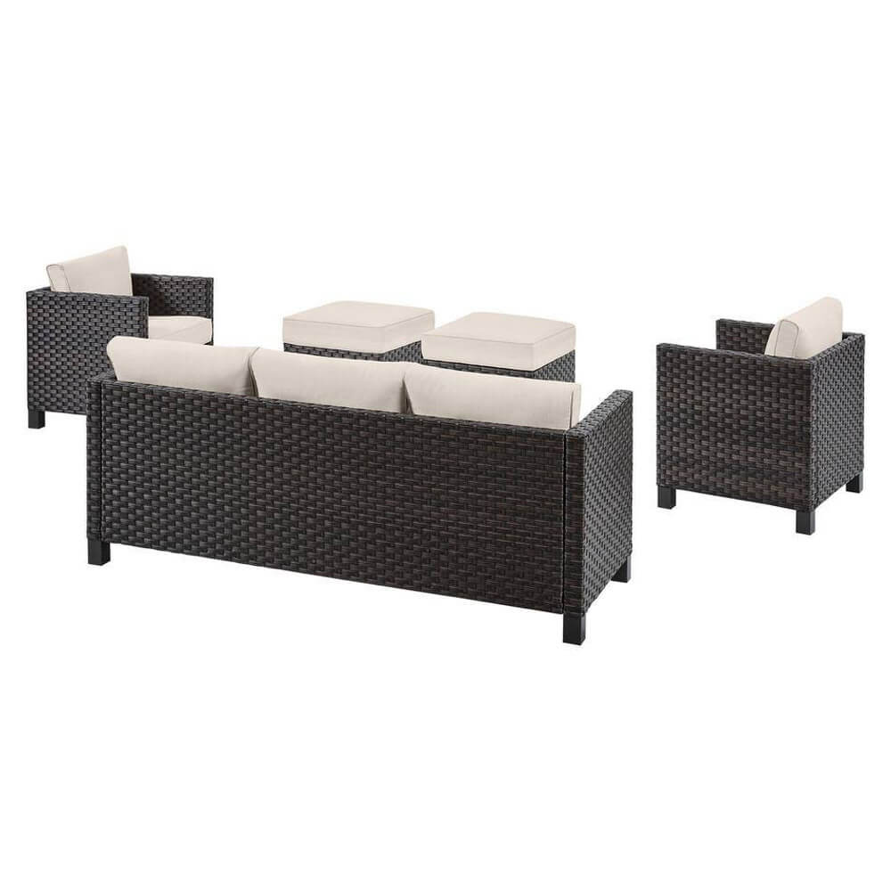 StyleWell Sharon Hill 5-Piece Resin Wicker Patio Conversation Set, Dark Almond Biscotti