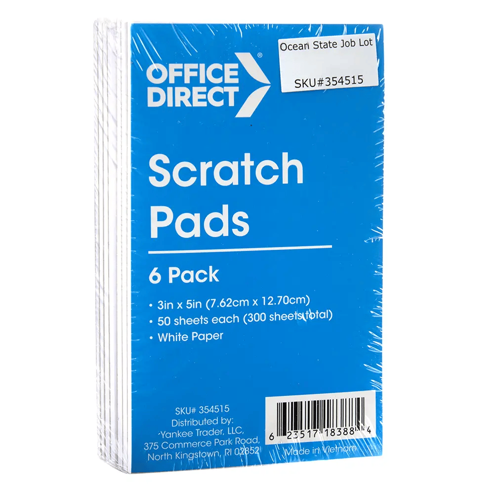 Office Direct Scratch Pads, 6 pk, 50 Sheets, 3" x 5"