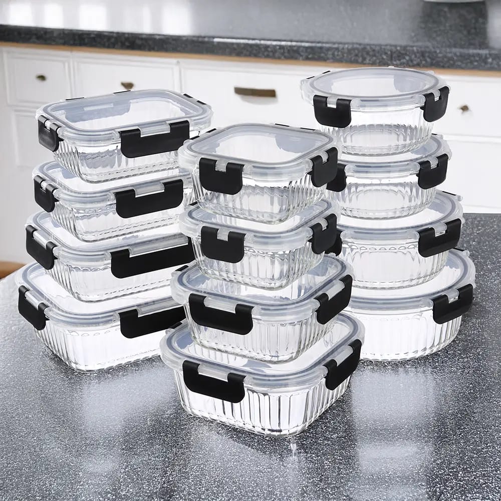 Home Living 12 Piece Glass Storage Set with Lids