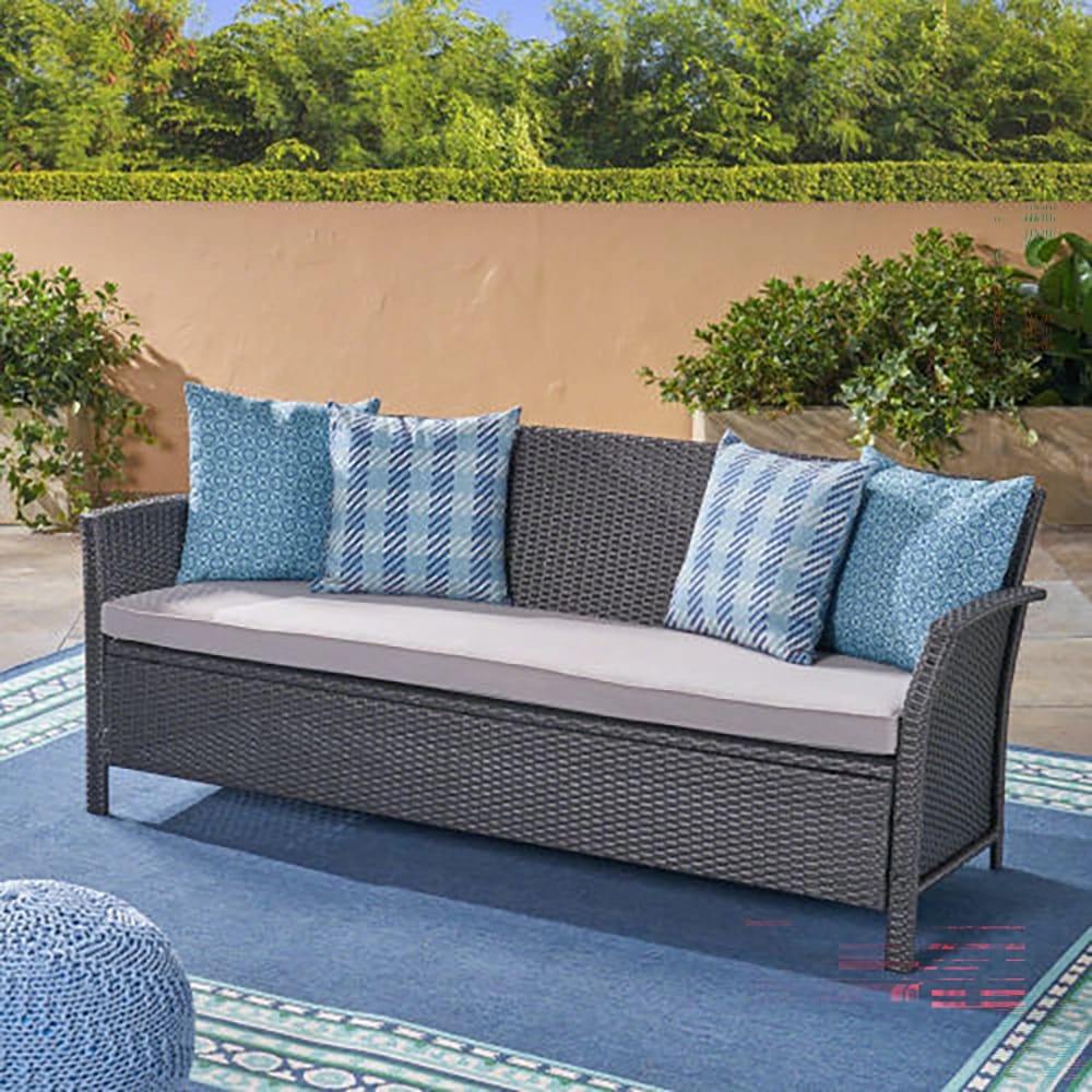 St Lucia 3-Seater Rattan Sofa, Gray